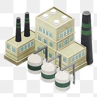 Green factory buildings png sticker, transparent background