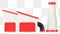 PNG 3D red factory building, element illustration, transparent background