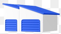 PNG 3D blue factory building, element illustration, transparent background