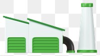 PNG 3D green factory building, element illustration, transparent background