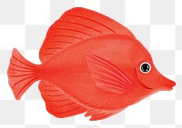 Red fish png sticker, animal illustration, transparent background