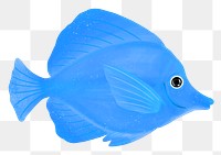 Blue fish png sticker, animal illustration, transparent background