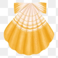 Yellow scallop shell png sticker illustration, transparent background