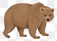 Brown bear png sticker, animal illustration, transparent background