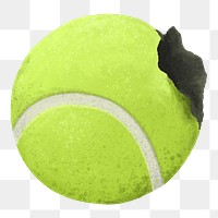 Old tennis ball png sticker, trash pollution illustration, transparent background