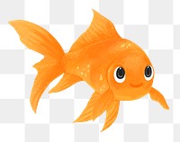 Cute goldfish png sticker, animal illustration, transparent background