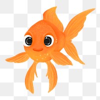 Cute goldfish png sticker, animal illustration, transparent background