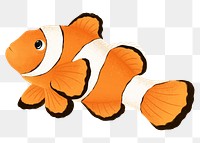 Cute clownfish png sticker, animal illustration, transparent background