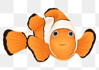 Cute clownfish png sticker, animal illustration, transparent background