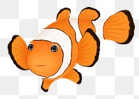 Cute clownfish png sticker, animal illustration, transparent background