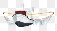 Fishing boat png sticker illustration, transparent background