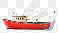 Fishing boat png sticker illustration, transparent background