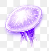 Neon purple jellyfish png sticker, animal illustration, transparent background