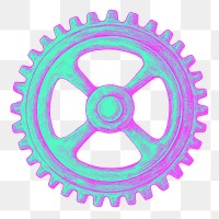 Cog wheel png green & pink, transparent background