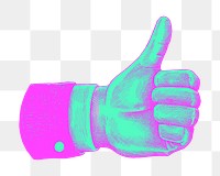 Thumbs up png green & pink, transparent background