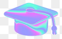 Graduation cap png 3D holographic, transparent background