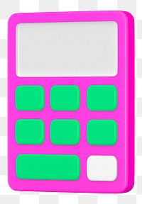 Pink calculator png 3D, transparent background