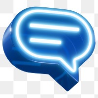 3D neon speech bubble png icon, transparent background