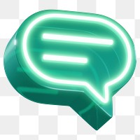 3D neon speech bubble png icon, transparent background