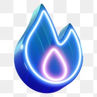 3D neon flame png icon, transparent background