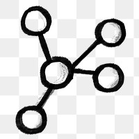 Linked atoms png doodle, transparent background