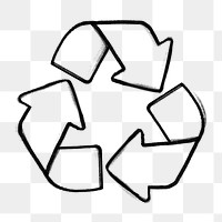 Recycle symbol png doodle, transparent background