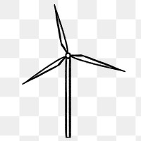 Wind turbine png doodle, transparent background