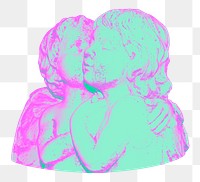 Cherub statue png green & pink, transparent background