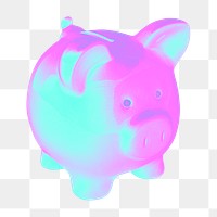 Piggy bank png 3D gradient, transparent background