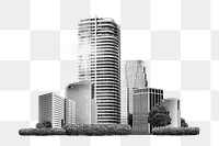 Business district png monotone, transparent background