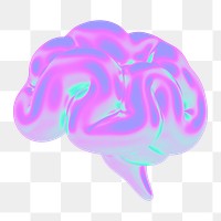 Brain png 3D gradient, transparent background