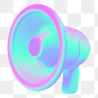 Megaphone png 3D gradient, transparent background