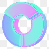 Pie chart png 3D gradient, transparent background