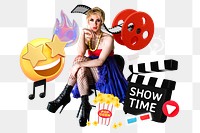 Show time, entertainment png word element, 3d remix, transparent background