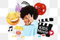 Kids movie png word element, 3d remix, transparent background