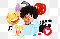 Kids movie png collage remix element, transparent background