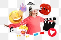 3d movie & entertainment png collage remix element, transparent background