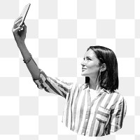 Woman taking selfie png, transparent background