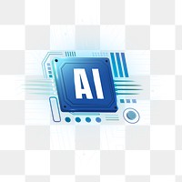 AI technology microchip png, transparent background