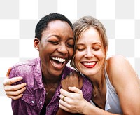 Happy women png laughing together, transparent background