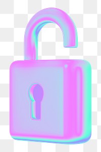 Padlock security png 3D gradient, transparent background