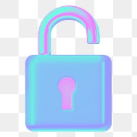 Padlock security png 3D gradient, transparent background