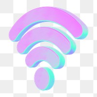 Wifi signal png 3D gradient, transparent background