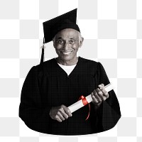 Senior graduate png man, transparent background