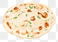 Indian naan bread png food illustration, transparent background