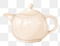 Beige teapot png sticker, transparent background