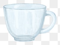 Glass tea cup png sticker, transparent background