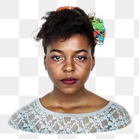 African-American woman portrait png sticker, transparent background