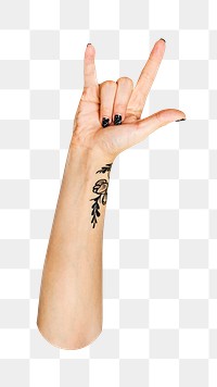 ILY hand sign png, transparent background