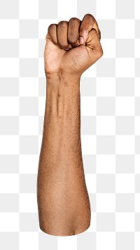 Fist black hand png sticker, transparent background